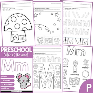 Plan de estudios de la letra de la semana del alfabeto preescolar M