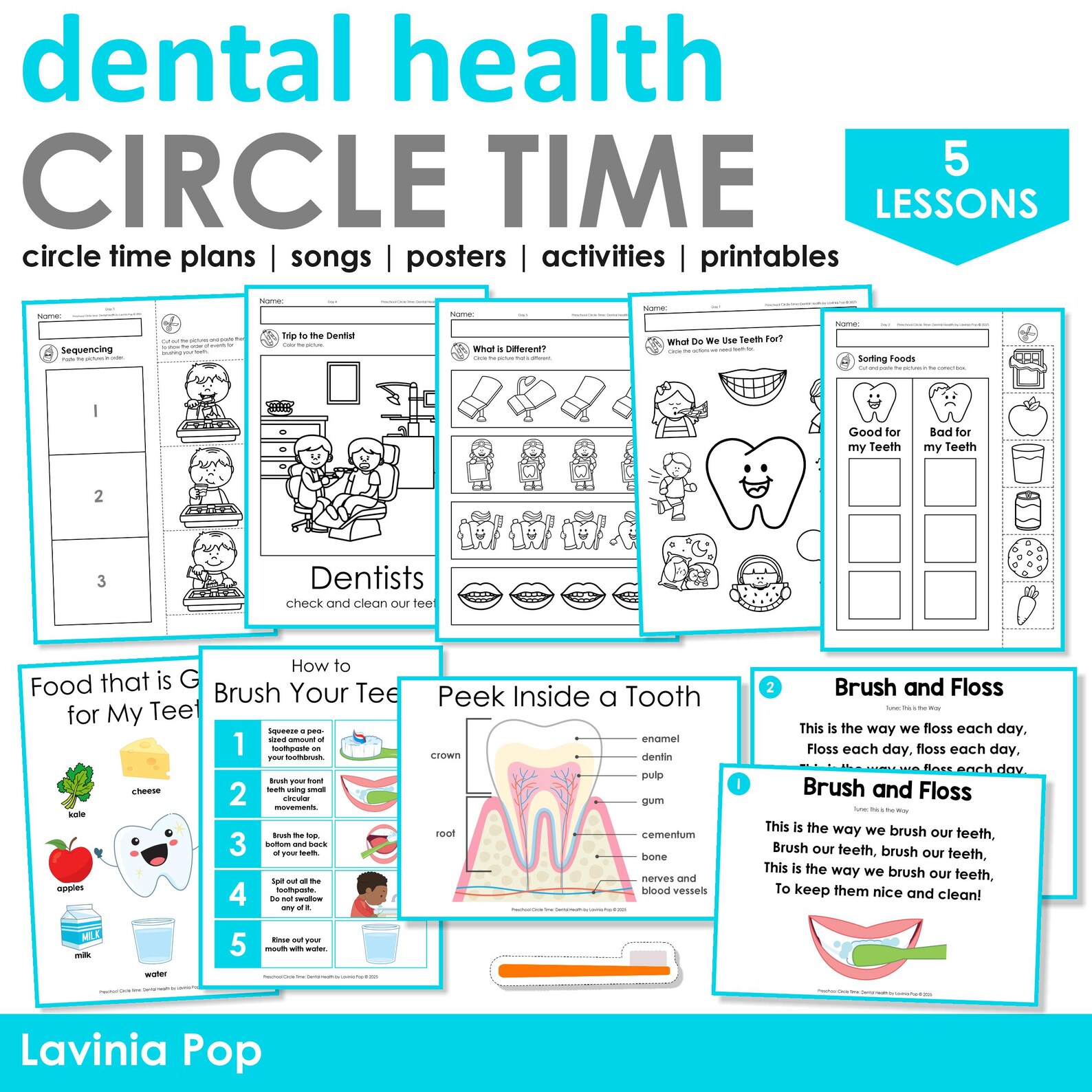 Dental Health Preschool Theme Curriculum Printables | Preschool Circle ...