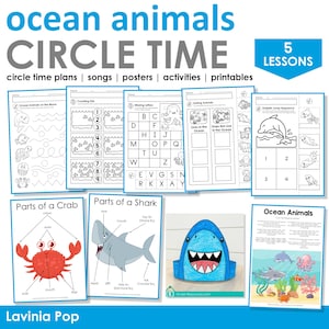 Ocean Animals Preschool Theme Curriculum Printables | Preschool Circle Time Lessons & Activities