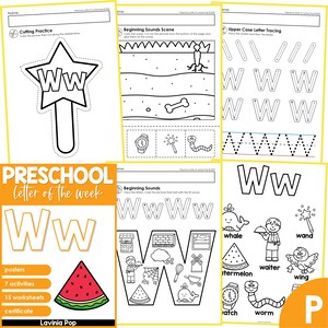 Plan de estudios de la letra de la semana del alfabeto preescolar W