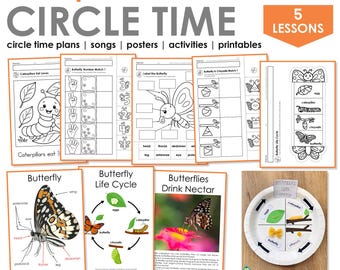 Caterpillars and Butterflies Preschool Theme Curriculum Printables | Preschool Circle Time Lessons & Activities