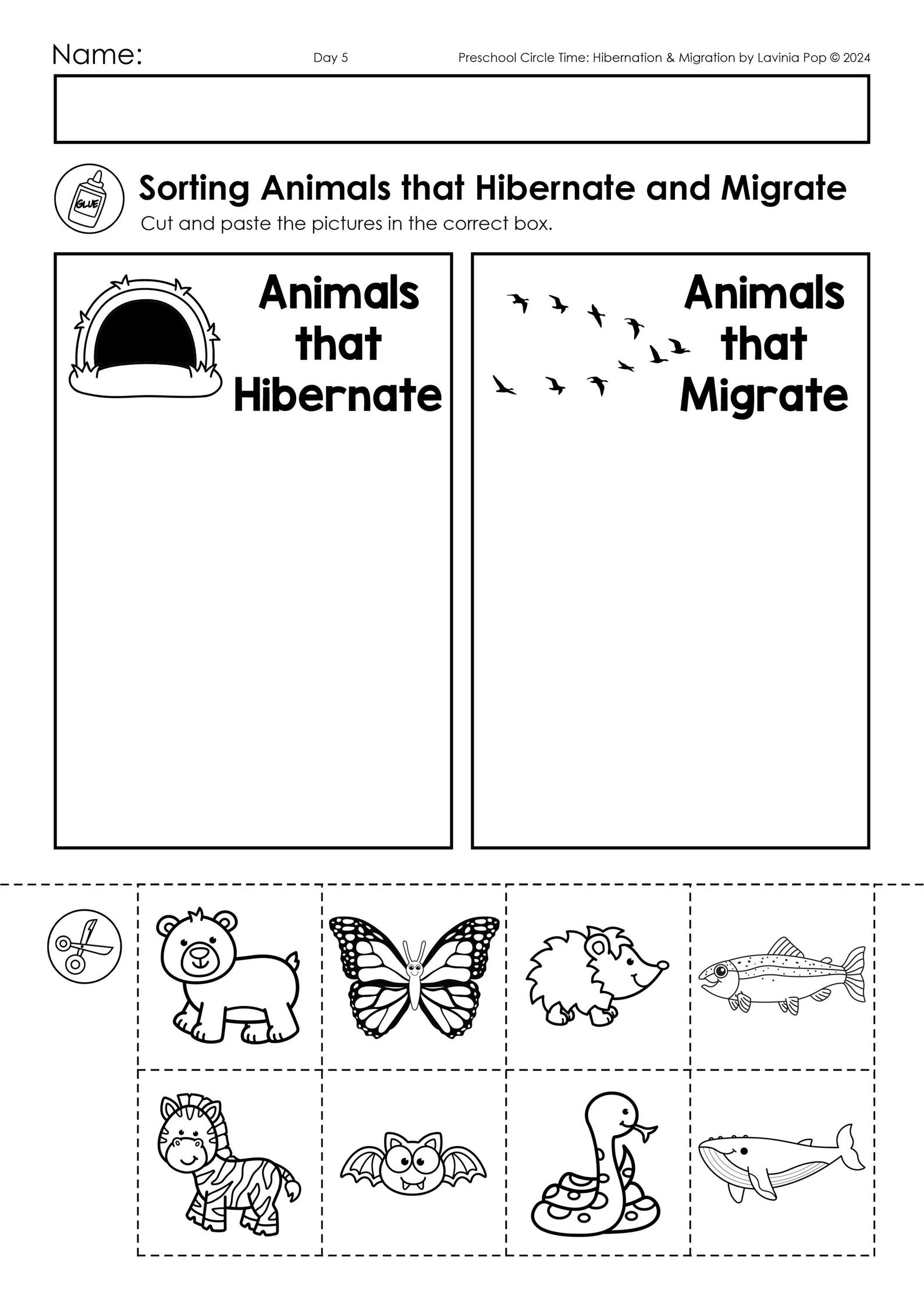 Hibernation and Migration Preschool Theme Curriculum Printables ...