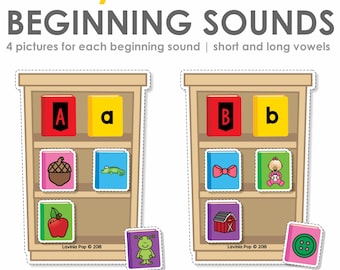 Beginning Sounds Library Books Match Printable Activity