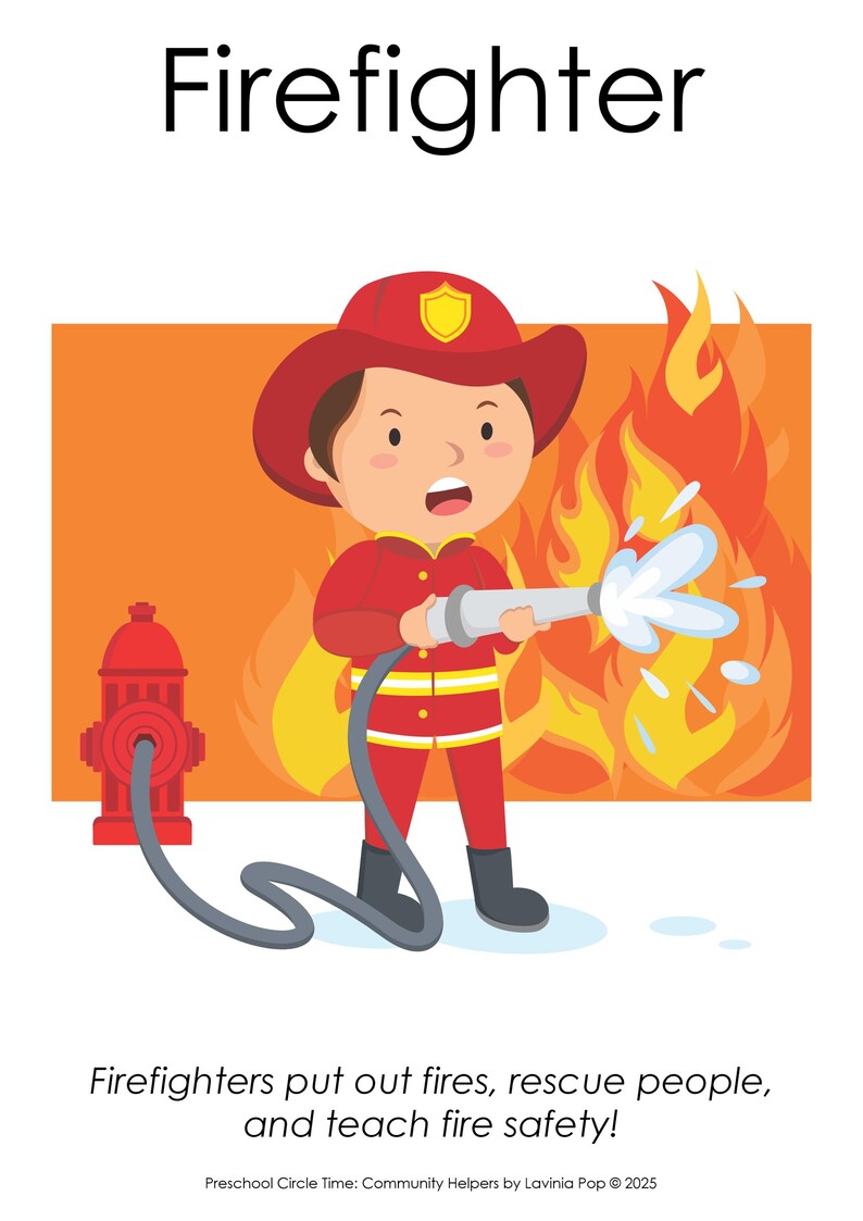 Community Helpers Preschool Theme Curriculum Printables |  Preschool Circle Time Lessons & Activities | Prek, Daycare, Homeschool Currciulum | Community Helper Activities | Worksheets | Preschool Songs | Preschool Activities | Posters | Crafts |