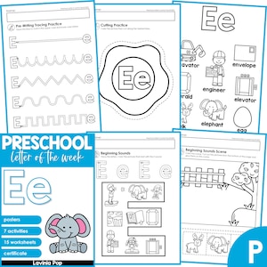 Lettre de l'alphabet préscolaire, programme d'études E