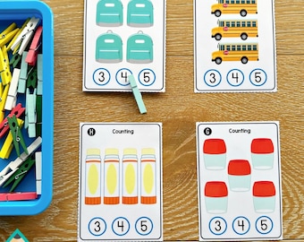Counting Cards for Preschool and Kindergaren | School Theme