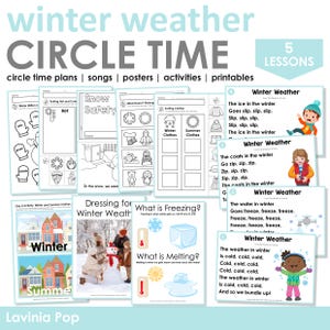 Winter Weather Preschool Theme Curriculum Printables | Preschool Circle Time Lessons & Activities