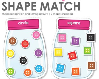 Buttons and Jars Shape Match | Fun Shape Recognition and Sorting Game
