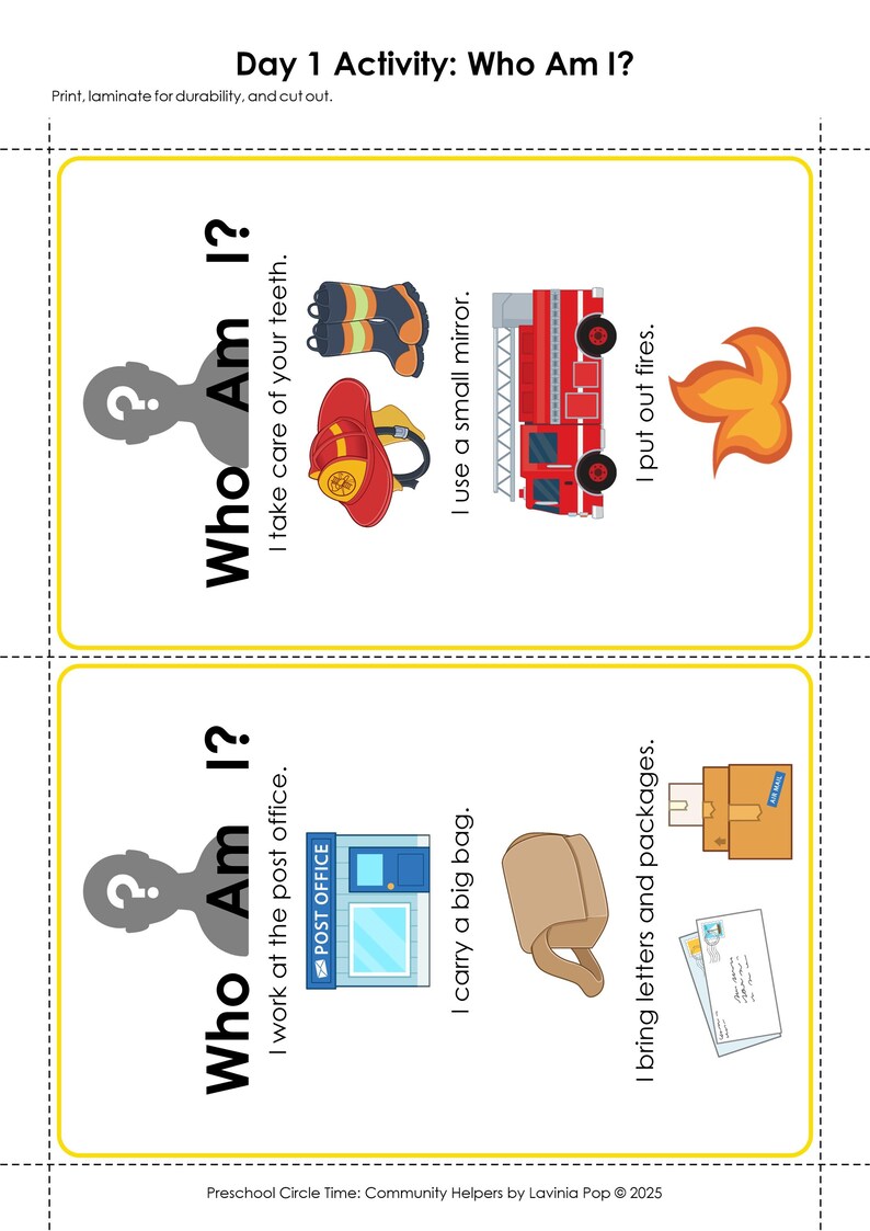 Community Helpers Preschool Theme Curriculum Printables |  Preschool Circle Time Lessons & Activities | Prek, Daycare, Homeschool Currciulum | Community Helper Activities | Worksheets | Preschool Songs | Preschool Activities | Posters | Crafts |