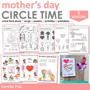 Materiale didattico stampabile per la scuola materna per la festa della mamma / Lezioni e attività per il Circle Time in età prescolare