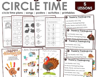 Thanksgiving Preschool Theme Curriculum Printables | Preschool Circle Time Lessons & Activities