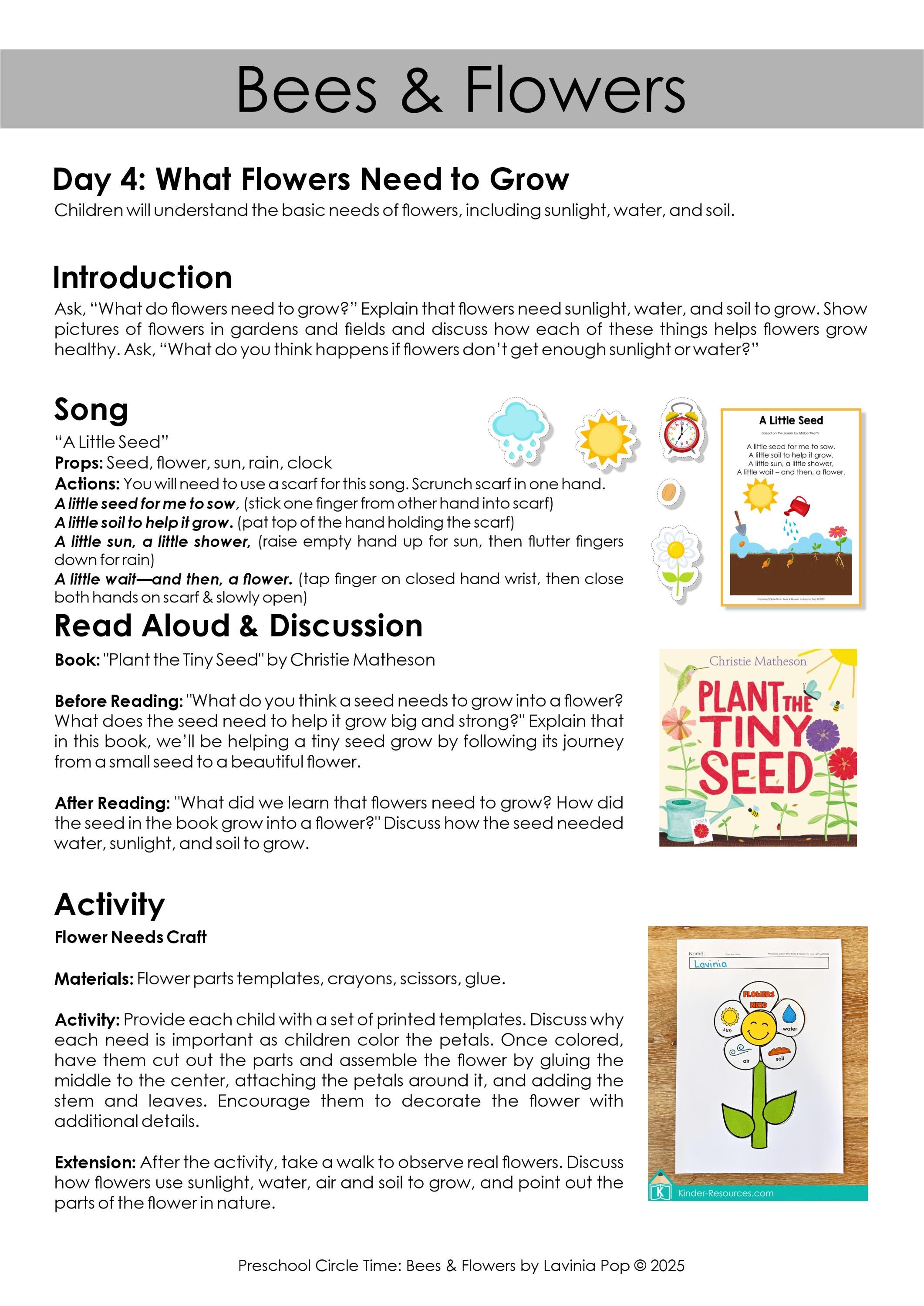 Bees and Flowers Preschool Theme Curriculum Printables | Preschool ...