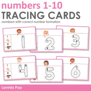 Number Tracing Cards: Kids with Numbers 1-10