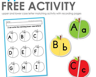 Apple Letter Match Activity: Upper and Lower Case Letters