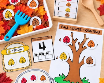 Fall Leaves Sensory Bin Printables for Preschool | 10 Math and Literacy Activities for Kindergarten and Homechool Learning