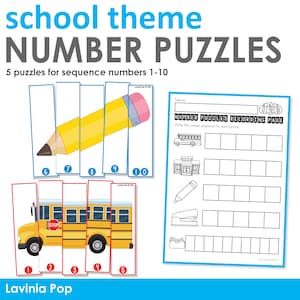 Number Puzzles 1-10 Printable Activity | School Theme