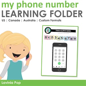 Phone Number Practice Activity, Preschool Learning Folder, Pre K Busy Book Printable, Kindergarten Life Skills
