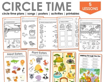 Zoo Tiere Vorschulkreis Zeitplan | Unterrichtspläne, Aktivitäten, Lieder, Kunsthandwerk, Arbeitsblätter & Poster für frühes Lernen