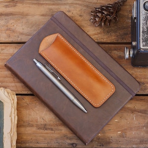 Leather Pen Sleeve, Leather Pen Holder, Personalized Pen Pouch, Stationery Organizer, Pen Accessory, Student Gift, Gift for Anniversary