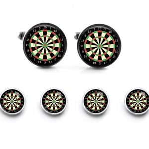 Dart Board Shirt Studs and Cufflinks: Glass Photo, Made in USA