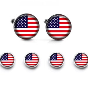 American Flag Cufflinks and Shirt Studs: Patriotic USA Jewelry
