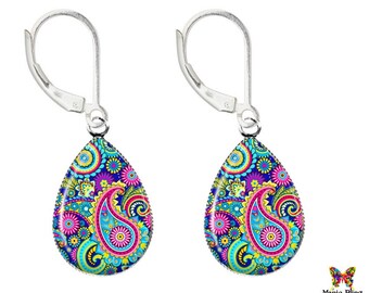 Green Paisley Teardrop Earrings