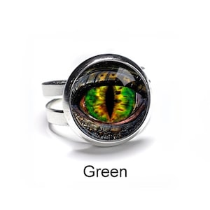 Kids Dragon Eye Ring: Adjustable Silver Plated Ring, Four Color Choices Handmade USA