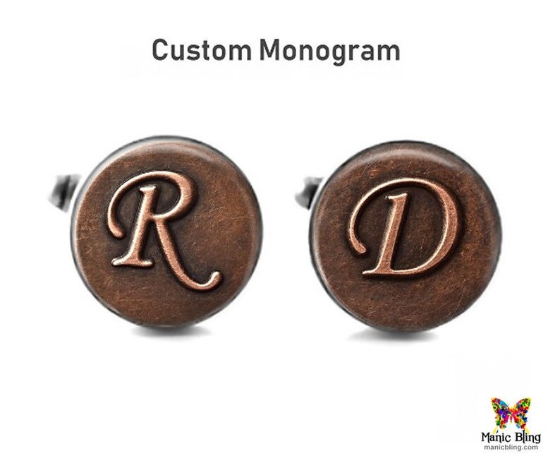 Custom Initial Cufflinks Made in USA Stainless Steel and Glass Art Cufflinks