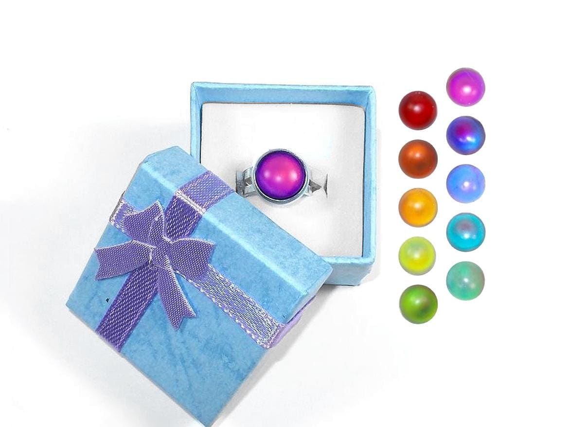Waterproof Kid's Mood Ring: Color-Changing Glass, Adjustable, Kid's Party Favors, Handmade in USA
