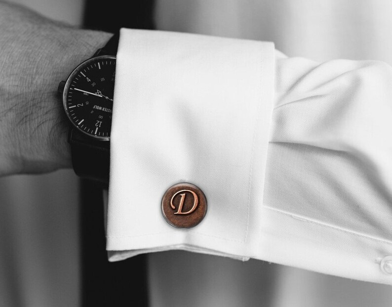 Custom Initial Cufflinks Made in USA Stainless Steel and Glass Art Cufflinks