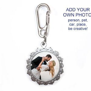 Custom Photo Handbag Charm | Personalized Photo Gift | Strong Stainless Steel Glass Keyring | Handmade in the USA