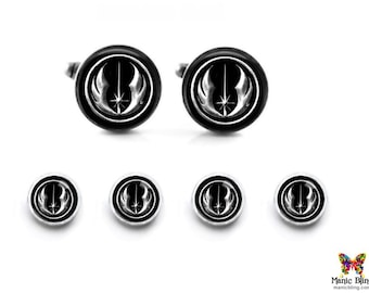 Black Jedi Empire Cufflinks and Shirt Studs | Star Wars Tuxedo Studs and Cufflinks | Made in USA