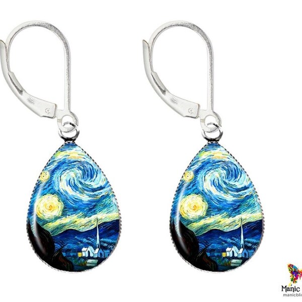 Van Gogh Starry Night Earrings Etsy