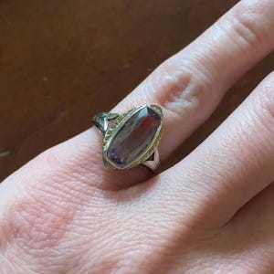 Vintage unique amethyst and 14k yellow and white gold cocktail ring