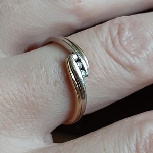 Vintage 10k yellow and white gold diamond  bypass ring