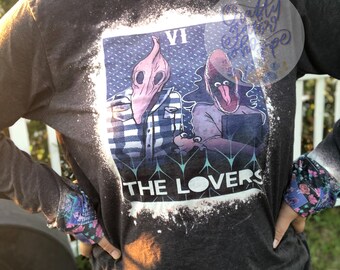 The Lovers Tarot Card Shirt, Bleached Halloween Movie Tee