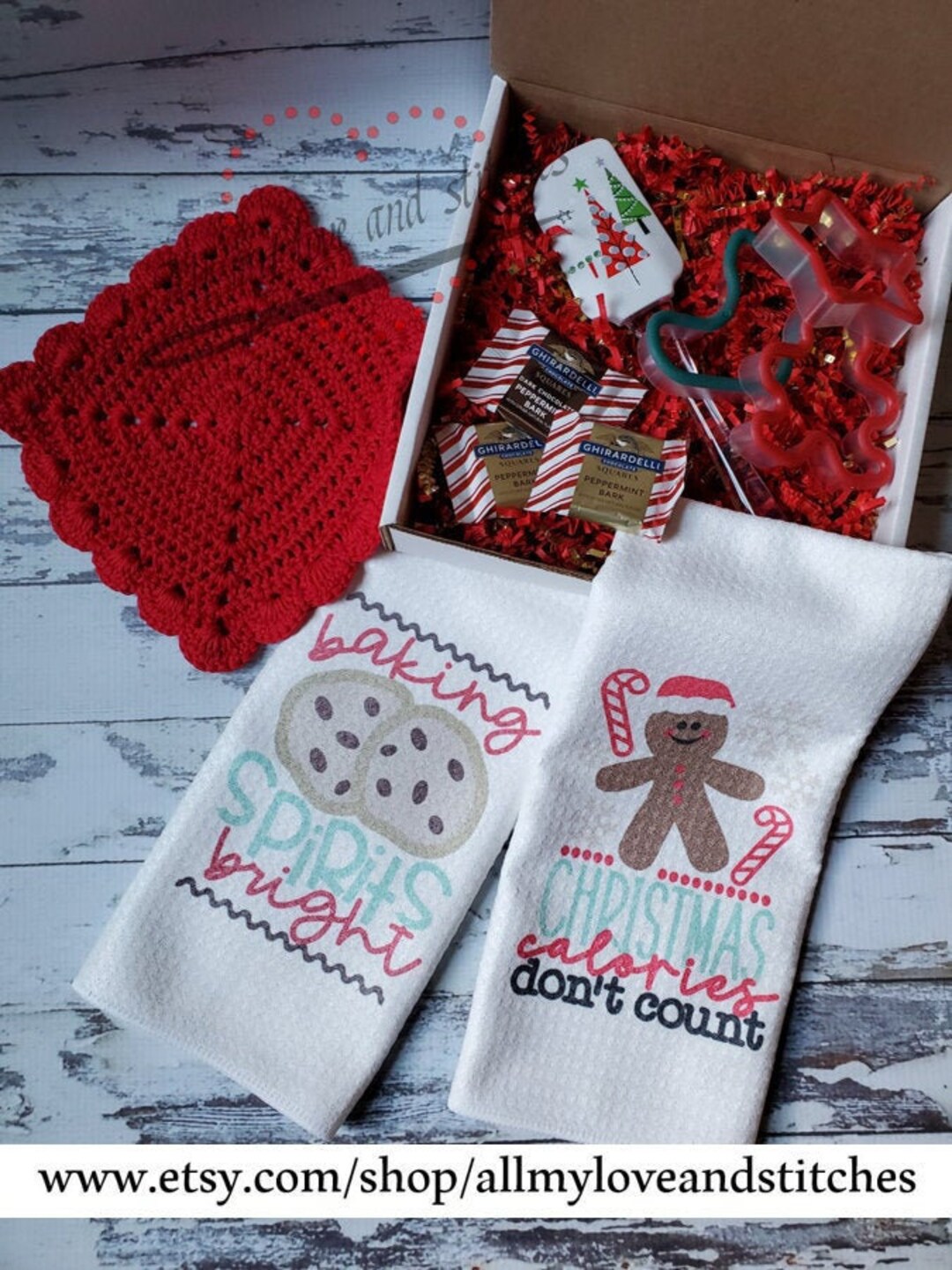 Christmas Gift Box Kitchen Towel Gift Box Kitchen Dish Cloth Etsy