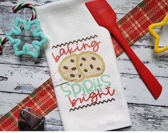 Baking Spirits Bright Christmas Kitchen Towel, Baking Spirits Bright Christmas Hand Towel, Fun Christmas Towel, Hostess Gift, Dish Towel