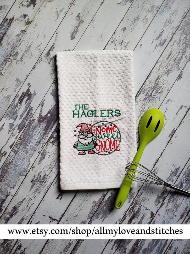 Set of 2 Gnome Christmas Towels Set of 2 Gnome Christmas Hand Etsy