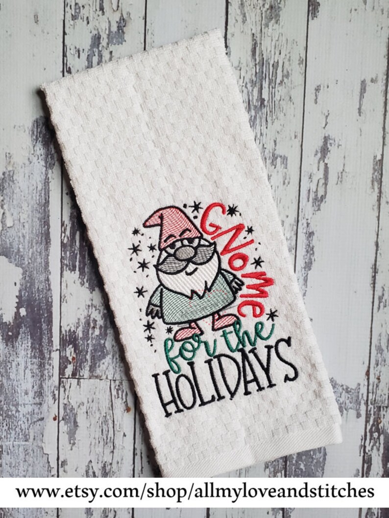 Set of 2 Gnome Christmas Towels Set of 2 Gnome Christmas Hand Etsy
