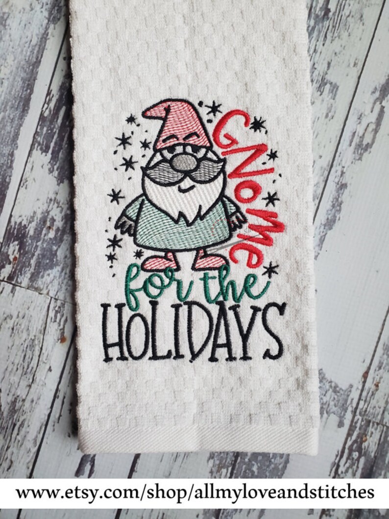 Set of 2 Gnome Christmas Towels Set of 2 Gnome Christmas Hand Etsy