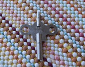 Vintage Silver Clock Wind-up Double End Key, India 4 Size 3.25 1.75, Wall Clock, Mantel Clock, Anniversary Clock, Clock Key, Key Collector