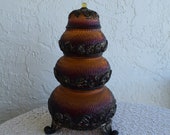 Large Chinese Footed Cherry Amber Resin Lidded Vase Urn Censer, Finial, Asian Decor, Farmhouse Decor, Mid Century Modern, Floor Vase,