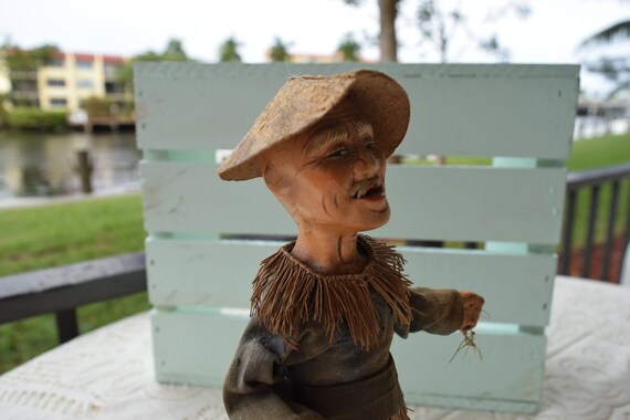 Antique Rare Handmade Asian Fisherman 