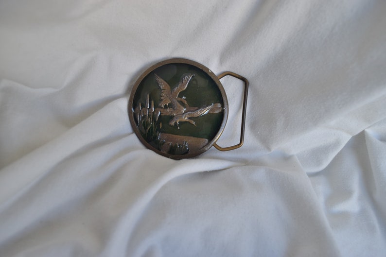 Vintage Brass Enamel Indiana Metal Craft Ducks Belt Buckle Etsy
