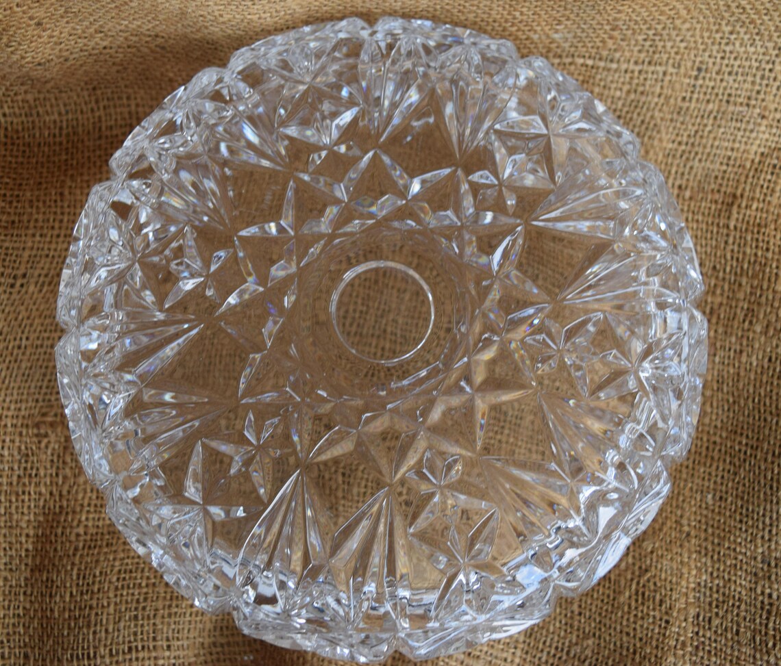 Vintage Diamond Cut Glass Bowl Mid Century Modern Farmhouse Etsy
