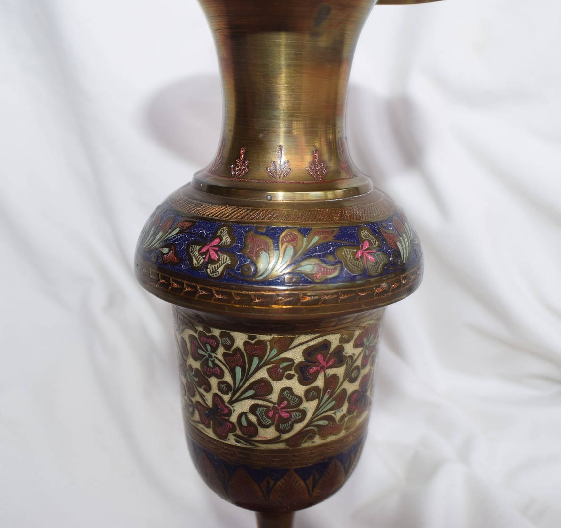 Antique Brass & Enamel Hand Painted Bud Vase 1910's Etsy UK
