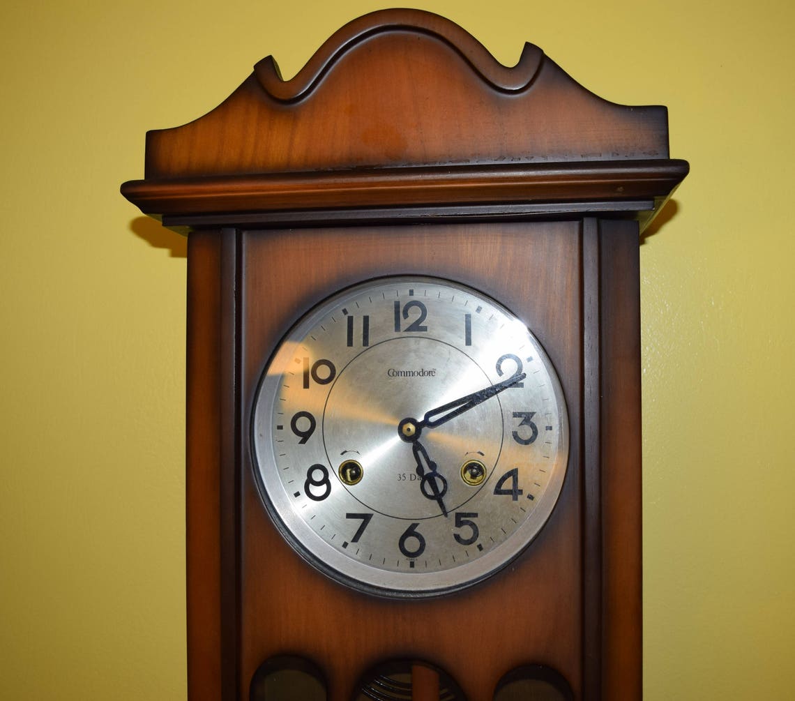 Vintage Commodore 35 Day Pendulum Wall Clock with Chime Etsy