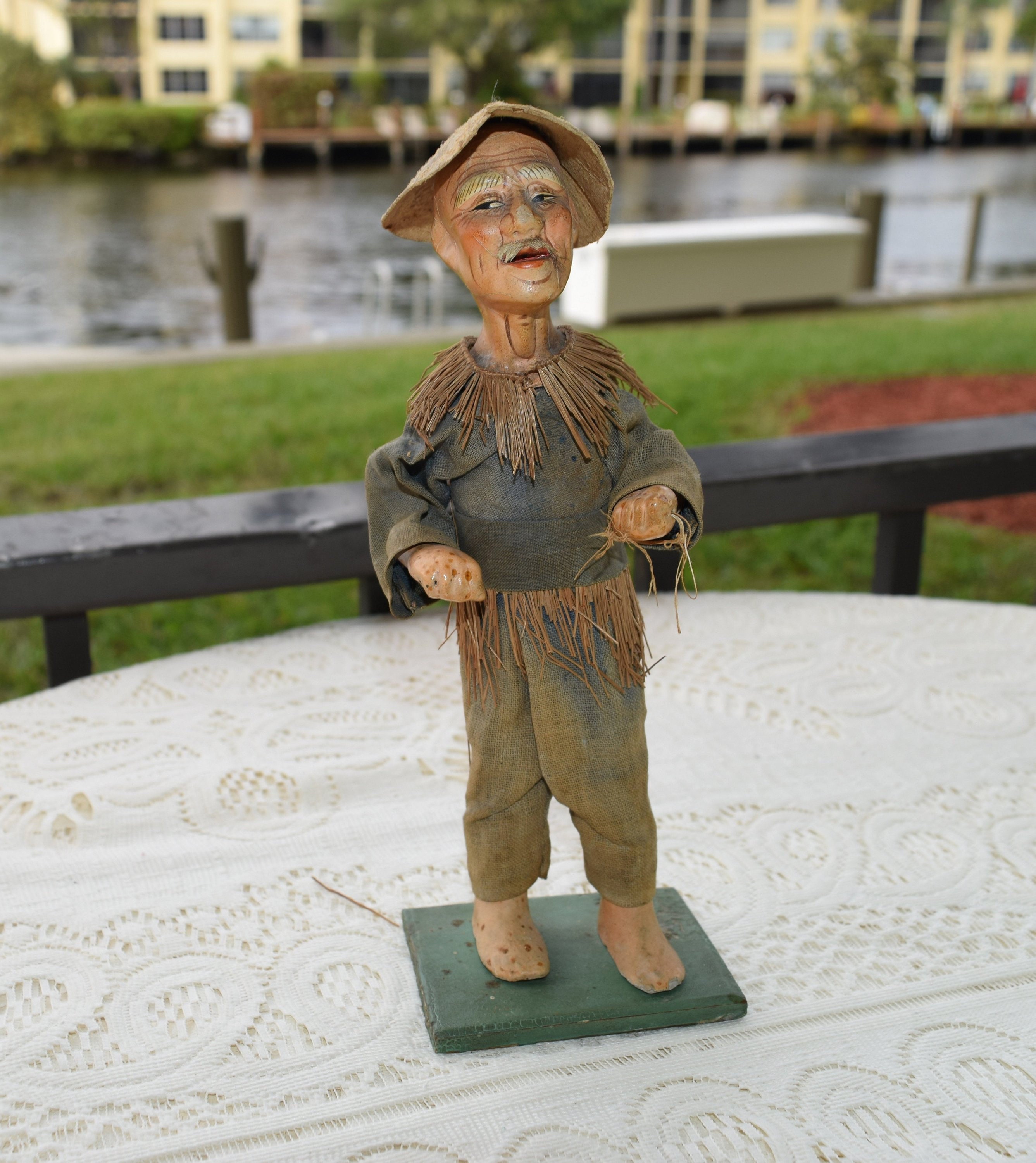 Antique Rare Handmade Asian Fisherman 