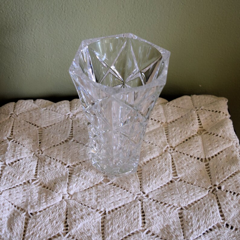 Pressed Lead Crystal Vase Sully Pattern Wedding Decor Home Etsy